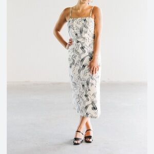 Anthropologie JUST Female Paperstrap Brush Stroke Prints Sz XS Dress Party Vacay